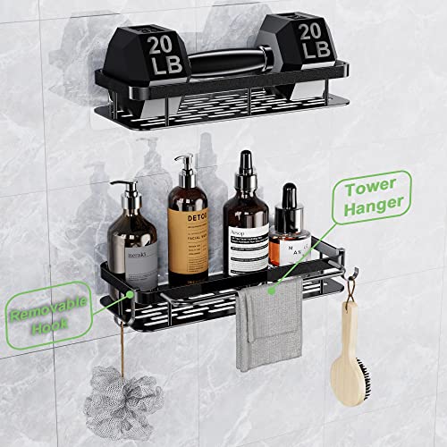 VAIQVUED Shower Caddy Shower Organizer No Drilling Adhesive Bathroom Organizer with Hanging Rod and 2 Caddy Hook, Shower Shelves 2 Pack for Bathroom, Living room, Kitchen, Toilet