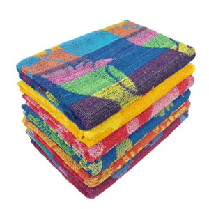 ben kaufman terry beach & pool towel - large cotton towels - soft & absorbant - assorted colors - 30” x 60” - 6 pack