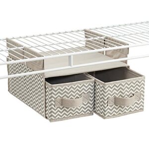 interdesign chevron soft closet storage - hanging shelf with two drawers for wire shelving systems, taupe/natural