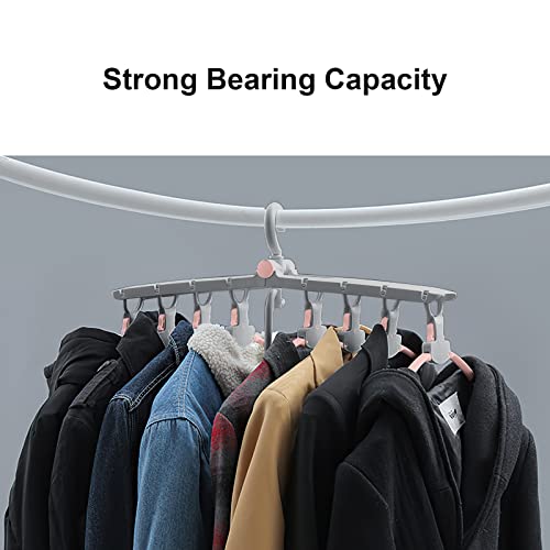 Peivob Collapsible Plastic Clothes Hangers, Hanger Closet Organizer and Storage,Space Saving Hangers with 8 Hangers(Pink)