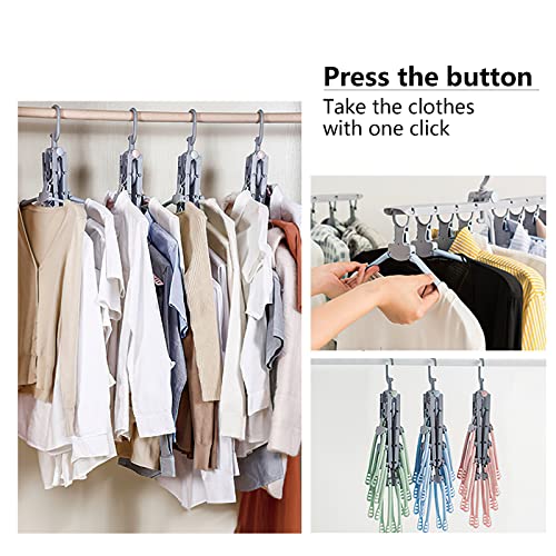 Peivob Collapsible Plastic Clothes Hangers, Hanger Closet Organizer and Storage,Space Saving Hangers with 8 Hangers(Pink)