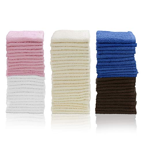 Simpli-Magic 79264 Cotton Washcloths, Size: 12”x12”, Multi Color, 50 Pack