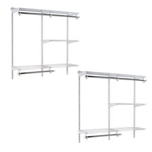 rubbermaid configurations 4-8 feet expandable hanging and shelf space custom diy closet organizer kit, white (2 pack)