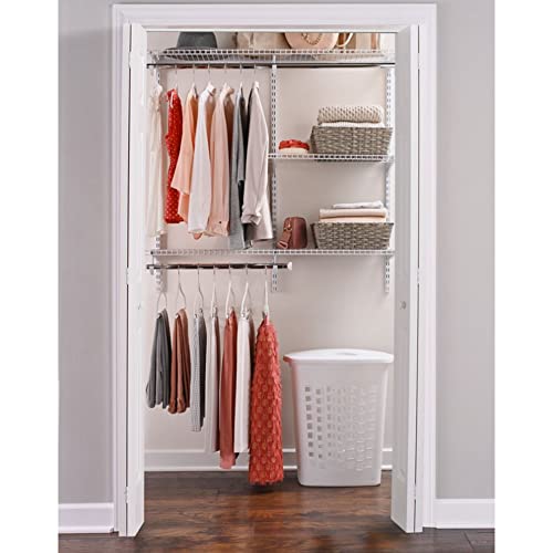 Rubbermaid Configurations 4-8 Feet Expandable Hanging and Shelf Space Custom DIY Closet Organizer Kit, White (2 Pack)