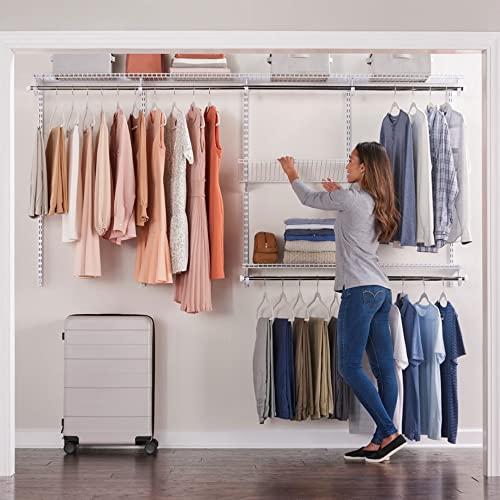 Rubbermaid Configurations 4-8 Feet Expandable Hanging and Shelf Space Custom DIY Closet Organizer Kit, White (2 Pack)