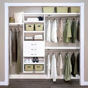 John Louis Home 12in. Deep Solid Wood Closet Organizer Woodcrest White with 3 Drawers (6in.)