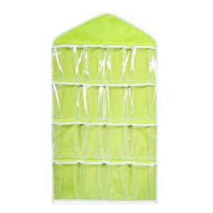 NOVESIXT 16 Pockets Clear Over Door Hanging Bag, Hanging Organizers Plastic Accessory Organizers, Shoe Rack Hanger Underwear Bra Socks Closet Storage Organizer (Green)