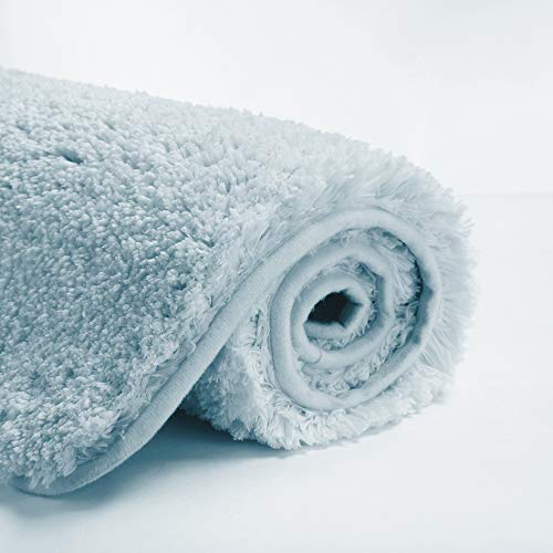 Suchtale Bathroom Rug Non Slip Bath Mat for Bathroom (16 x 24, Light Blue) Water Absorbent Soft Microfiber Shaggy Bathroom Mat Machine Washable Bath Rug for Bathroom Thick Plush Rugs for Shower