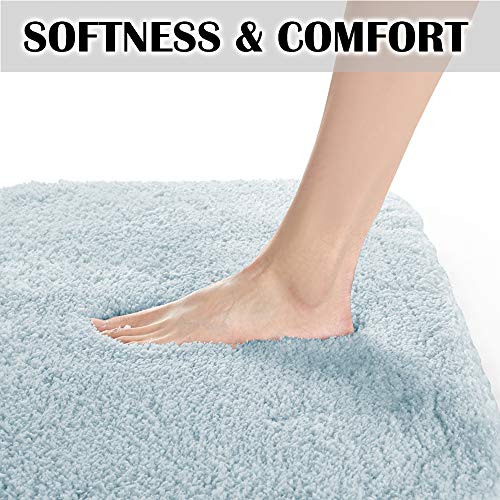 Suchtale Bathroom Rug Non Slip Bath Mat for Bathroom (16 x 24, Light Blue) Water Absorbent Soft Microfiber Shaggy Bathroom Mat Machine Washable Bath Rug for Bathroom Thick Plush Rugs for Shower