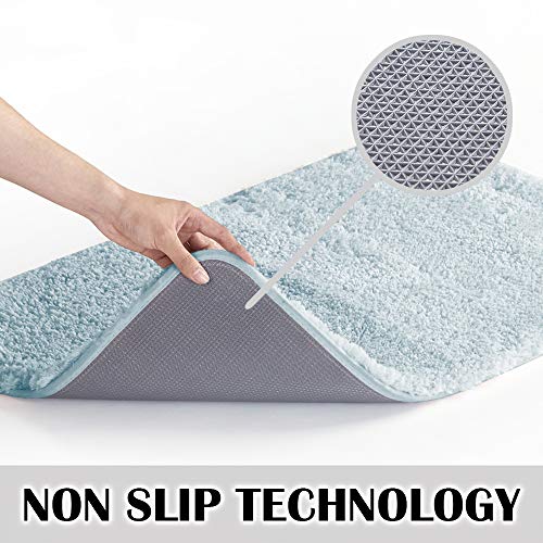 Suchtale Bathroom Rug Non Slip Bath Mat for Bathroom (16 x 24, Light Blue) Water Absorbent Soft Microfiber Shaggy Bathroom Mat Machine Washable Bath Rug for Bathroom Thick Plush Rugs for Shower