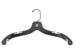 nahanco 8500bh plastic top hangers, heavy weight withblack hook, 17", high gloss black (pack of 100)
