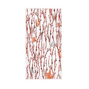 blueangle underwater coral seashells hand towels 15x30 in, bathroom towel ultra soft highly absorbent small bath towel kitchen dish guest towel