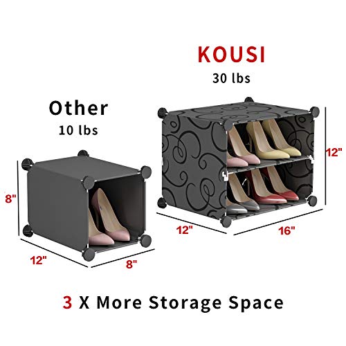 KOUSI 60-Pairs Shoe Organizer Shoe Rack Shoe Tower Storage Cabinet Storage Organizer Modular Shoe Cabinet, Black