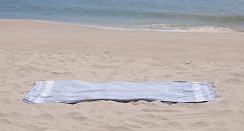 LANE LINEN 100% Cotton Beach Towel with Bag 2 Piece Towels for Adults 39"x71" Pool Extra Large Quick Dry Sand Travel - Sky Blue