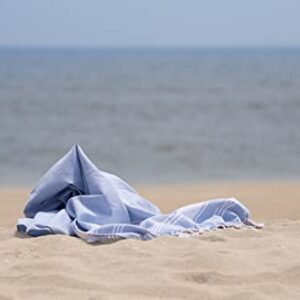 LANE LINEN 100% Cotton Beach Towel with Bag 2 Piece Towels for Adults 39"x71" Pool Extra Large Quick Dry Sand Travel - Sky Blue