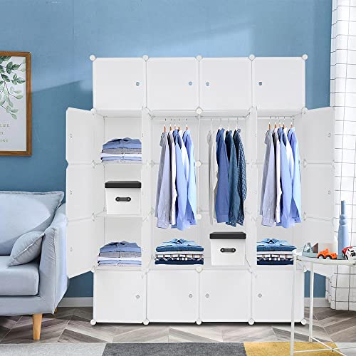 FOPEAS Maximize Space with Modular Cube Organizer - Stackable Plastic Closet Organizers with Hanging Rod Multifunctional Storage Cabinets and Shelves