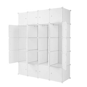 FOPEAS Maximize Space with Modular Cube Organizer - Stackable Plastic Closet Organizers with Hanging Rod Multifunctional Storage Cabinets and Shelves