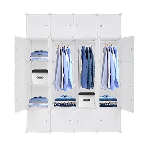 FOPEAS Maximize Space with Modular Cube Organizer - Stackable Plastic Closet Organizers with Hanging Rod Multifunctional Storage Cabinets and Shelves