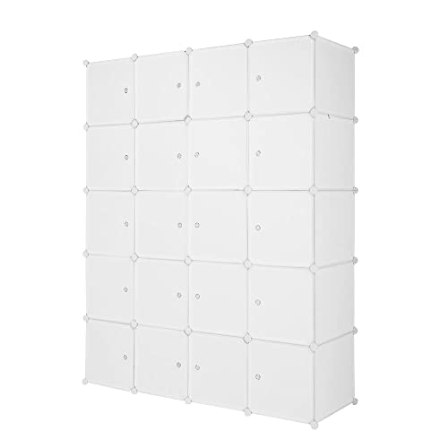 FOPEAS Maximize Space with Modular Cube Organizer - Stackable Plastic Closet Organizers with Hanging Rod Multifunctional Storage Cabinets and Shelves