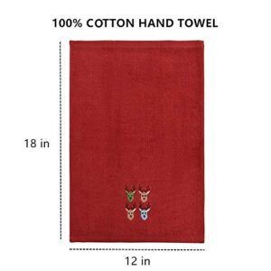 Christmas Kitchen Towels Set of 6, Cotton Christmas Hand Towels for Bathroom, Embroidery Design Holiday Tea Towels Fingertip Towels, Soft Kitchen Dish Towel, 12x18" (Red Green White)