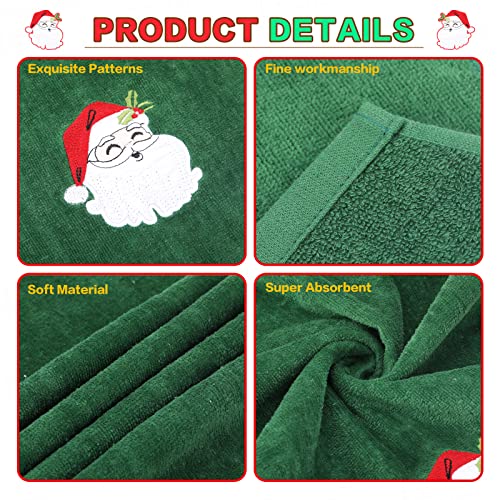 Christmas Kitchen Towels Set of 6, Cotton Christmas Hand Towels for Bathroom, Embroidery Design Holiday Tea Towels Fingertip Towels, Soft Kitchen Dish Towel, 12x18" (Red Green White)