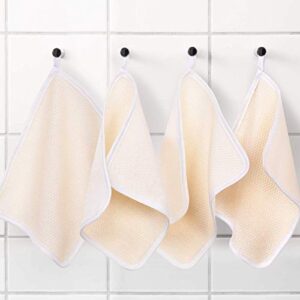 10 Packs Exfoliating Face and Body Wash Cloths Towel Weave Soft Bath Cloth Exfoliating Scrub Cloth Massage Bath Cloth for Women and Men (White Edge)