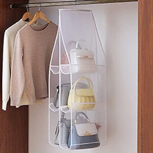 BESUNTEK Handbag Hanging Organizer, 2Pcs 8 Pocket Clear Nylon Hanging Purse Organizer Foldable Dust Proof Storage Holder Bag Cloth Closet Organizer for Closet Clear Handbag Organizer (8 Pocket)