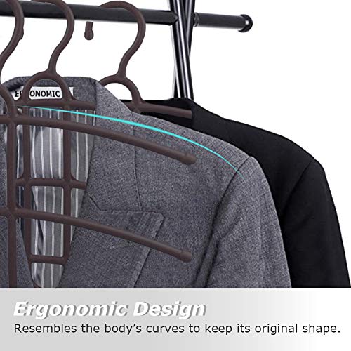 upra Shirt Hangers Space Saving Plastic 10-Pack, Durable Multi-Functional Non-Slip Clothes Hangers Closet Organizers, for Coats Jackets Pants Dress Scarf, Dorm Room/Apartment Essentials