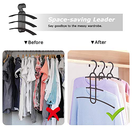 upra Shirt Hangers Space Saving Plastic 10-Pack, Durable Multi-Functional Non-Slip Clothes Hangers Closet Organizers, for Coats Jackets Pants Dress Scarf, Dorm Room/Apartment Essentials