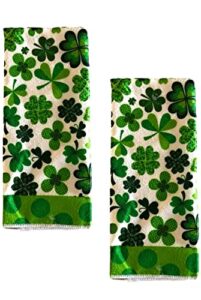 st. patrick's day shamrock kitchen bathroom hand towels, set of 2