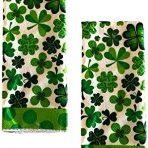 St. Patrick's Day Shamrock Kitchen Bathroom Hand Towels, Set of 2