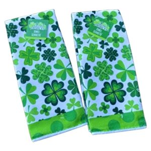 St. Patrick's Day Shamrock Kitchen Bathroom Hand Towels, Set of 2