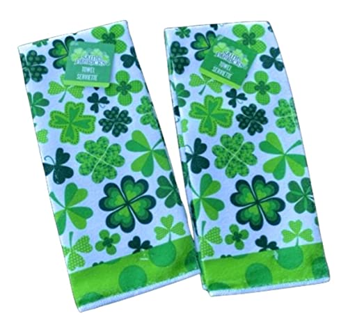 St. Patrick's Day Shamrock Kitchen Bathroom Hand Towels, Set of 2