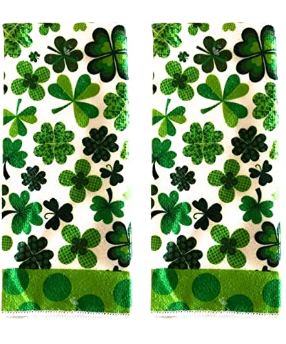 St. Patrick's Day Shamrock Kitchen Bathroom Hand Towels, Set of 2