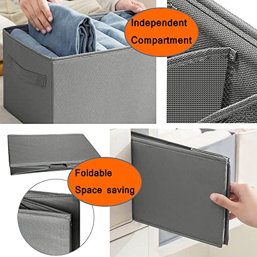 HASA zone Wardrobe Clothes Organizer for Folded Clothes 16.5"x11.8"x8.7", Closet Organizers and Storage, Sweater & Jeans Organizer for Closet with 7 Grids, Pants T-shirt Organizer for Closet, 2Pack