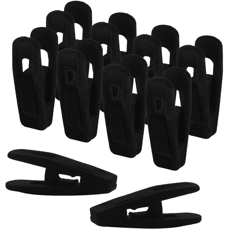 Velvet Hangers Clips,IEKEODI 18Pack Black Pants Hangers Velvet Clips,Strong Finger Clips Perfect for Thin Velvet Hangers