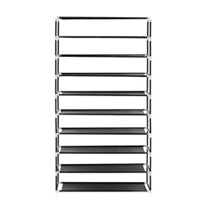 10 Tiers Shoe Rack with Dustproof Cover, Closet Shoe Storage Cabinet Organizer, Easy to Assemble, for about 50 Pairs, 34 x 11.2 x 60.9 Inches (Black)