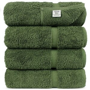 chakir turkish linens turkish cotton luxury hotel & spa bath towel, bath towel - set of 4, moss