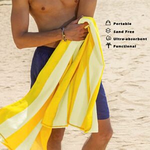 Exclusivo Mezcla 4-Pack Large Beach Towel for Kids and Adults, Microfiber Cabana Striped Pool Beach Towels Set (Pink/Green/Blue/Yellow, 30" x 60"), Lightweight and Highly Absorbent