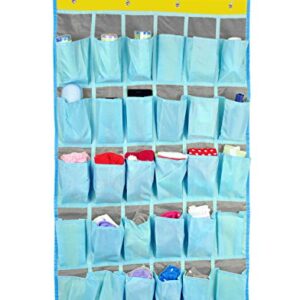 30 Pockets Durable Oxford Fabric Dorm Room Over Wall Door Closet System Organizer Shoes Hanging Storage Bag Cellphone Books Garage Shelf Rack Holder,4 Metal Hooks