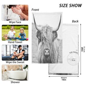 Highland Cow Towels 2 Piece Cotton Hand Towels, Highly Absorbent Towels for Bathroom, Hotel, Gym and Spa 28 X 16 Inches