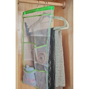 ALYER 6 Storage Pockets Hanging Mesh Shower Caddy,Space Saving Bathroom Accessories and Quick Dry Bath Organizer with Hanger,White