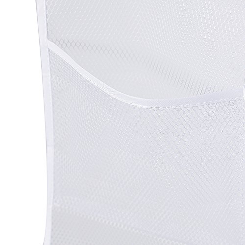ALYER 6 Storage Pockets Hanging Mesh Shower Caddy,Space Saving Bathroom Accessories and Quick Dry Bath Organizer with Hanger,White