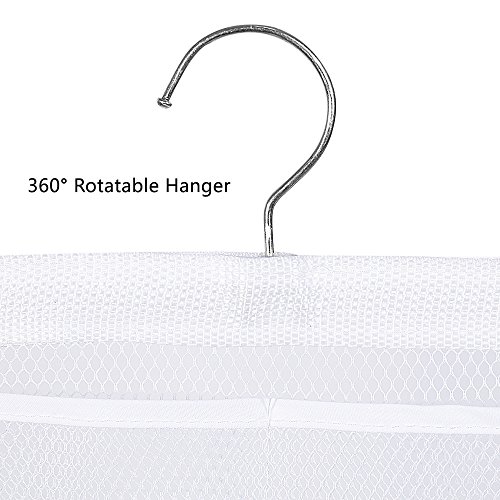 ALYER 6 Storage Pockets Hanging Mesh Shower Caddy,Space Saving Bathroom Accessories and Quick Dry Bath Organizer with Hanger,White