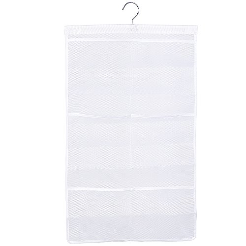 ALYER 6 Storage Pockets Hanging Mesh Shower Caddy,Space Saving Bathroom Accessories and Quick Dry Bath Organizer with Hanger,White