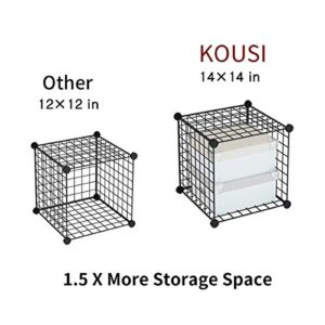 KOUSI 14"x14" Wire Cube Storage, Metal Grid Organizer, 12-Cube Modular Shelving Unit, Stackable Bookcase, Ideal for Living Room, Bedroom, Office, Garage