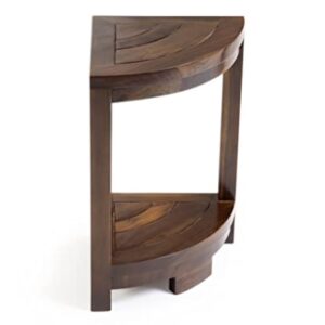 ALATEAK Teak Wood Bath Spa Shower Stool Corner Table Bench Stool Fully Assembled- Dark Brown