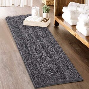 grey bath rugs - soft large bathroom rugs farmhouse floor cover water absorbent bath mat shower carpet for toilet door way kitchen kids baby, 60" x 24", 1 pc