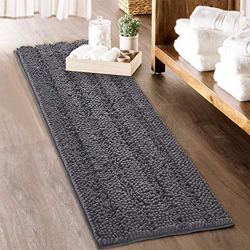 Grey Bath Rugs - Soft Large Bathroom Rugs Farmhouse Floor Cover Water Absorbent Bath Mat Shower Carpet for Toilet Door Way Kitchen Kids Baby, 60" x 24", 1 Pc