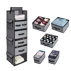 haning closet organizer - declutter your dresser & wardrobe with this sturdy, multi-compartment storage solution - keep your clothes fresh & accessible